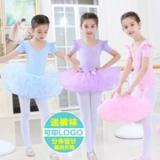 Quần áo khiêu vũ trẻ em mùa hè ba lê váy cô gái thực hành quần áo ngắn tay trẻ em của Trung Quốc múa váy kiểm tra trang phục biểu diễn