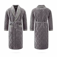 Áo ngủ nam dày mùa đông và đoạn dài flannel quilted nam sang trọng đậu đỏ đồ ngủ gợi cảm áo choàng tắm ấm áp đồ ngủ đẹp