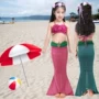Nàng tiên cá đuôi cô gái trẻ cô gái bé chia phù hợp với bộ bikini áo tắm đồ bơi trang phục áo trẻ em