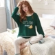 Đồ ngủ phụ nữ mùa xuân và mùa thu cotton dài tay phim hoạt hình thường mặc đồ cotton mặc phụ nữ phục vụ nhà mùa thu và mùa đông phù hợp - Nam giới