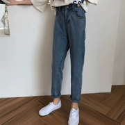 Quần ống suông, quần jeans Harlan đa năng, quần ống đứng, nữ 2019 xuân hè phiên bản Hàn Quốc có eo thon cá tính - Quần jean