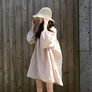 Mùa thu Hàn Quốc khí chất nữ cổ chữ V dài tay váy rộng búp bê mỏng váy ngắn