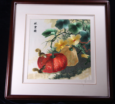 Вышивка Гуандун 广东潮州 纯手工刺绣粤绣广绣潮绣工艺品纪念品 《秋宝图》