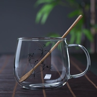 Круглая чашка цветочная трава 500 мл+бамбуковая ложка