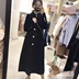 Hepburn gió áo len nữ búp bê cổ áo chic len phần dài trên đầu gối Slim đen Sen áo len Trung bình và dài Coat