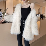 Mùa đông mới 2018 phiên bản Hàn Quốc của áo len lông cừu giả dài phần bắt đầu áo len lông cừu dệt lông