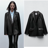 Данные Zara осенью новая женская черная имитация нейтрального стиля повседневной пиджак 4432719 800