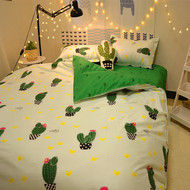 Hàn quốc xương rồng tươi bốn mảnh thiết lập 1.5 tờ 1.8 quilt cover nam và nữ sinh viên ký túc xá 1.2 ba mảnh mùa hè