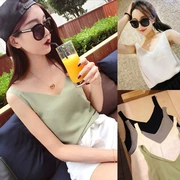 Mùa hè phiên bản Hàn Quốc của chiếc áo cổ chữ V gợi cảm đã mỏng và thoáng khí của phụ nữ áo vest voan mùa hè thời trang - Áo ba lỗ