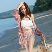 Áo tắm nữ bikini ba mảnh ngực nhỏ tập hợp thép tấm phẳng góc vú Hàn Quốc suối nước nóng gợi cảm nhỏ