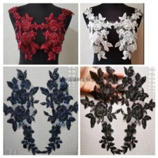 товар из китая 珠绣刺绣布贴成对 装饰辅料 新娘婚纱礼服材料服装diy亮片绣