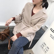 Xiaoyi tùy chỉnh YESWOMEN đơn giản ngắn full len handmade coat với một chiếc áo khoác eo ngắn