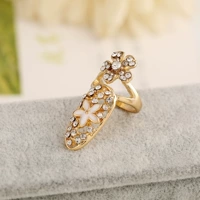 Nhẫn móng tay đơn giản nữ áo giáp thiết lập với kim cương hoa trang phục móng tay cô dâu phù hợp với đồ trang sức nhiếp ảnh thủy triều nhẫn bạc