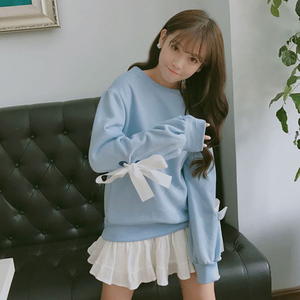 Mềm chị Nhật Bản dễ thương lười biếng gió áo len phụ nữ lỏng lẻo cộng với nhung phun tay áo nhỏ tươi mùa thu và mùa đông ulzzang mới