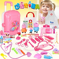 Piggy Peggy Qi Children House Doctor Toy Set Girl Tiêm mô phỏng du lịch Phù hợp với hộp đựng ống nghe trứng hatchimals