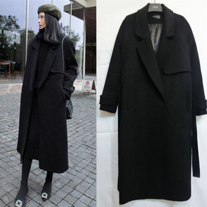 Chống mùa giải phóng mặt bằng đôi phải đối mặt với cashmere áo len nữ phần dài 2018 mới mùa đông dày Hepburn gió áo len