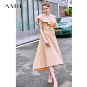 Amii thiết kế tối giản ý nghĩa váy Pháp 2019 hè mới thon với thắt lưng midi bất đối xứng - Sản phẩm HOT