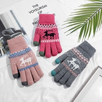 Перчатки, зимний милый шерстяной трикотажный утепленный комплект для школьников, в корейском стиле
