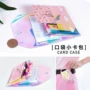 Hàn Quốc nhỏ tươi gradient laser trong suốt gói thẻ ví trái tim đầy màu sắc hộ chiếu du lịch gói tài liệu di động ví đựng passport khắc tên