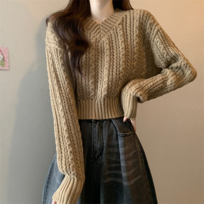 taobao agent Demi-season sexy sweater, short scarf, knitted jacket, V-neckline