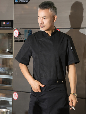 酒店厨师工作服短袖男女饭店餐饮后厨房专用厨师服装高档透气纯棉