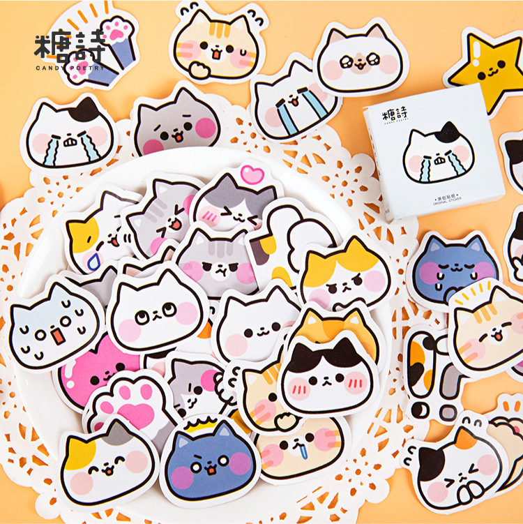 Meow Meow Battle 45do my Meow little cat Hand account diary Stickers Cartoon lovely decorate album diy Stickers seal box-packed stick