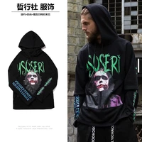 Guochao 18ss Châu Âu và Mỹ Harajuku Gió High Street Dark Chú Hề In Fake Hai Mảnh Áo Len Mùa Thu Nam Giới và Phụ Nữ Vài Áo Khoác áo len nam cổ tròn