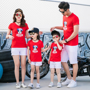 Mùa hè mới cha mẹ-con kích thước cộng với kích thước cộng với phân bón để tăng ngắn tay T-Shirt 2018 một gia đình ba ngắn T-Shirt phù hợp với beachwear
