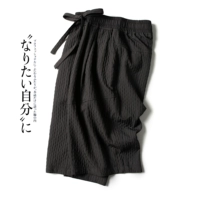Летние японские шорты, ретро штаны, на шнурках, эластичная талия, свободный крой