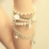 Vòng tay ngọc trai retro Hàn Quốc Nữ đôi vòng tay cô dâu ngọt ngào Phiên bản Hàn Quốc của các phụ kiện trang sức nhỏ nhiều lớp vòng tay phong thuỷ Vòng đeo tay Clasp