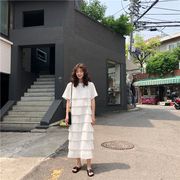 Ins đề nghị ~ Hàn Quốc mới hoang dã đại học gió màu cổ rắn vải đặc biệt xếp li bánh váy đầm