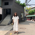 Ins đề nghị ~ Hàn Quốc mới hoang dã đại học gió màu cổ rắn vải đặc biệt xếp li bánh váy đầm váy đầm