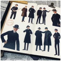 Справочник украшения TN Retro Vintage Men British Gentleman 19 и наклейки с учетом бумаги 25 бесплатная доставка