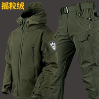 Зимний уличный бархатный комплект, ветрозащитная тактическая утепленная демисезонная куртка