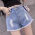 Unedged một từ quần short denim nữ mùa hè 2018 new loose cao eo sinh viên Hàn Quốc hoang dã chic chân rộng quần nóng quần giả váy Quần jean