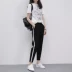 Mùa hè Hàn Quốc phiên bản của một thanh sọc lỏng quần bó sát chân cao eo phần mỏng giản dị chín quần nữ sinh viên trường quần quần nữ phong cách Khởi động cắt