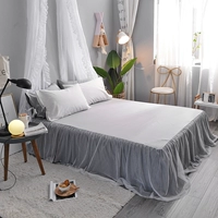 bông Hàn giường váy một mảnh khăn trải giường ren công chúa phong cách bông bedspread váy cô gái bộ ba mảnh tim - Váy Petti drap giường có viền