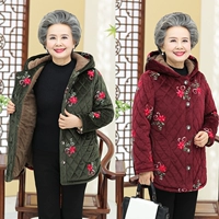 Áo khoác lông cho nữ tuổi trung niên và mùa đông Áo bà 60 tuổi áo mẹ cộng với quần áo nhung dày 70 Quần áo cũ 80 váy cho người trung niên