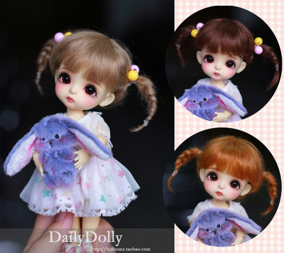 taobao agent Dailydolly [Little Tinghua] BJD wigs real horse -haired 1/8 OB11 twist braid double ponytail