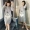 Áo ngủ dài tay mùa thu cotton nữ phiên bản Hàn Quốc của XL siêu dài cotton rộng qua đầu gối có thể mặc đồ ngủ dài đồ bộ bầu