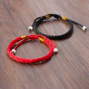 Dây tròn dây rút đôi trang sức dây đỏ dệt vòng tay dây đơn giản phiên bản Hàn Quốc của học sinh nam và nữ