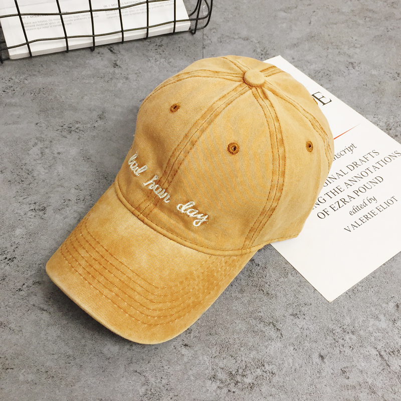 Curcuma LongaHat female summer Korean version Versatile Solid color Baseball cap ins washing sunshade peaked cap summer student male street tide