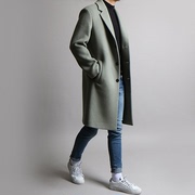 2017 mùa thu và mùa đông Hàn Quốc phiên bản mới áo len nam dài phần thanh niên áo gió dày len cashmere coat