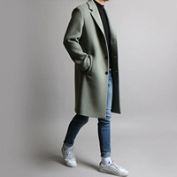 2017 mùa thu và mùa đông Hàn Quốc phiên bản mới áo len nam dài phần thanh niên áo gió dày len cashmere coat áo khoác nỉ nam