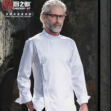 Спецодежда checkedout厨师工作服长袖男酒店餐饮总厨师长大码厨师制服工装