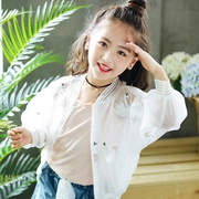 Cô gái áo phần mỏng thoáng khí 2018 mới của Hàn Quốc phiên bản của mùa hè cô gái thời trang quần áo da trẻ em ngoài trời quần áo chống nắng