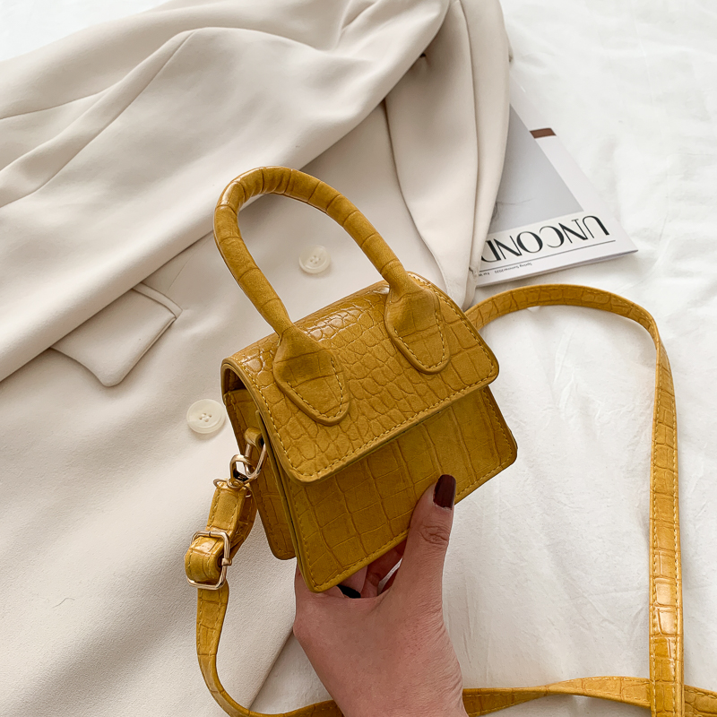 YellowMini Lipstick Small bag female 2020 popular new pattern summer Versatile Superfire Inclined shoulder bag fashion One shoulder Small square bag