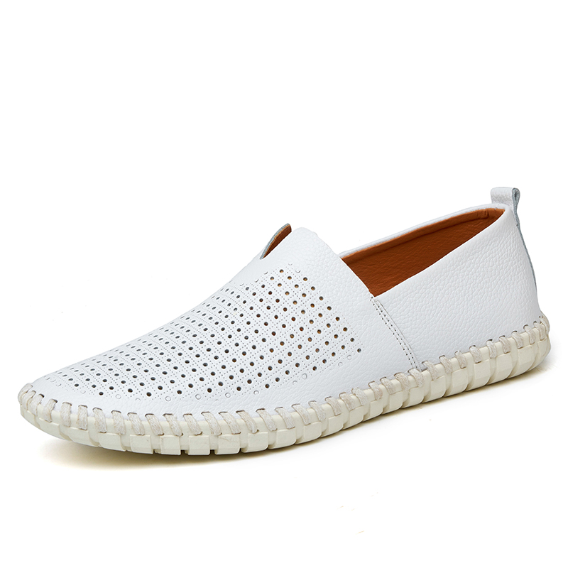 5 White [Hollow Out]autumn Extra large Doug shoes male 45 Fattening widen 46 genuine leather 47 leisure time leather shoes 48 Plus Size 49 ventilation 50