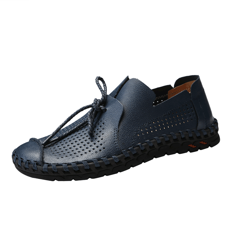 7 Blue [Hollow Out]autumn Extra large Doug shoes male 45 Fattening widen 46 genuine leather 47 leisure time leather shoes 48 Plus Size 49 ventilation 50