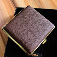 Коричневый кожаный золотой край